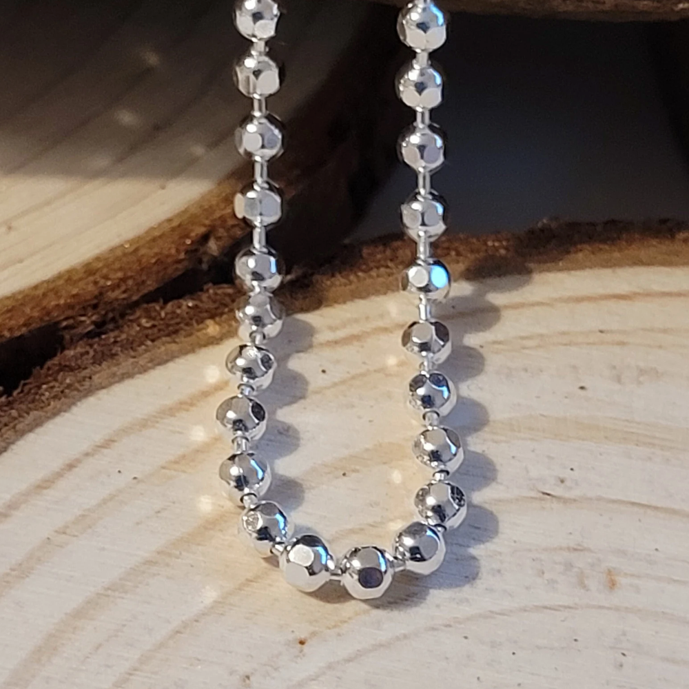 Sparkly Diamond Cut Ball/Popcorn Link Sterling Silver Anklet