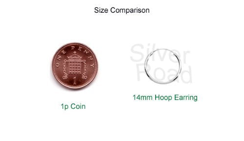 14MM Sterling Silver Plain Simple Polished Top Hinged Endless Hoop Earrings - Fine Circle Round Hoop Sleeper Earrings for Women/Teenagers/Girls