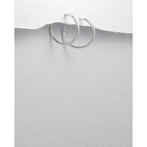 14MM Plain Top-Hinged Sterling Silver Sleeper Endless Hoop Earrings for Women/Teenage/Girls - 925 Sterling Silver - Simple Small Sleeper Hoops - UNISEX