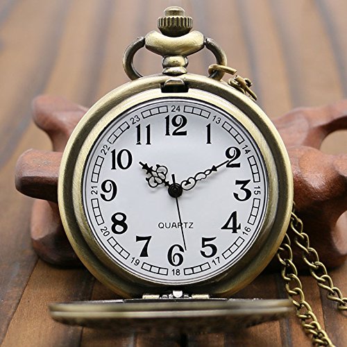Steampunk Style 3D Gears Design/Motif Quartz Pocket Watch Necklace - On 32" Inch / 80cm Ch