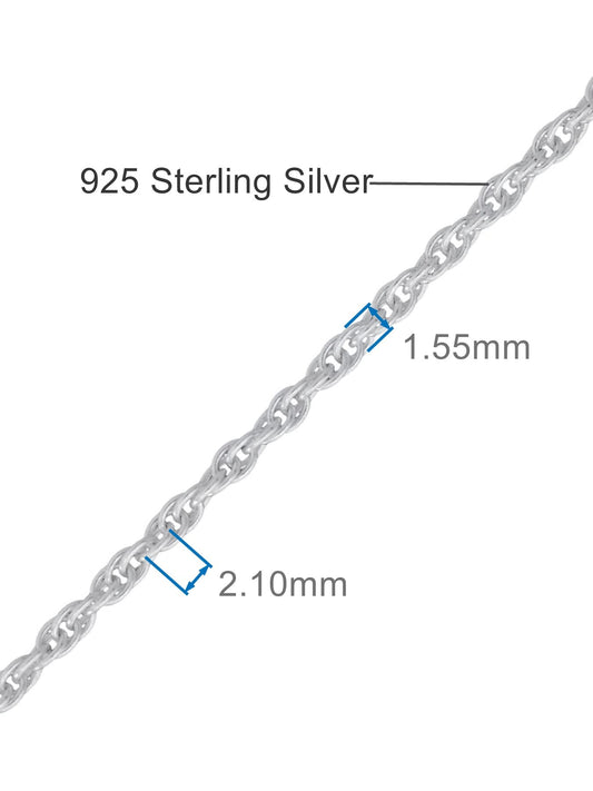 Rope/Prince of Wales/Singapore Chain Sterling Silver Anklet/Ankle Bracelet/Ankle Chain - 9 ##1-6mm-prince-wales