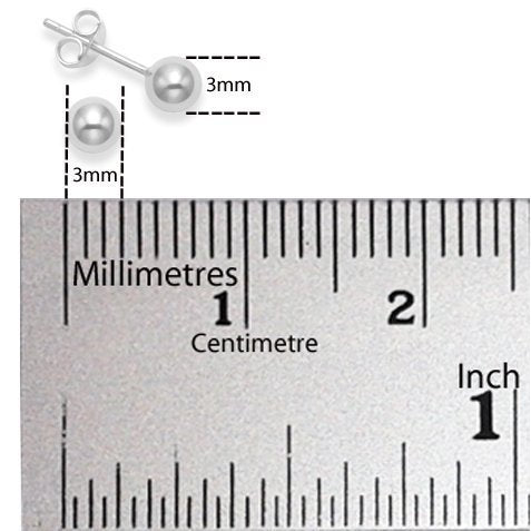 3MM BALL/BEAD Sterling Silver Stud Earrings/Ear Studs - Plain & Discreet