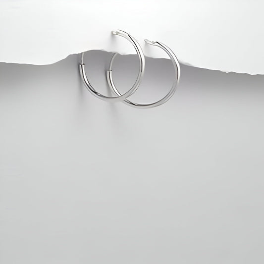 10MM Sterling Silver SMALL Plain Simple Polished Top Hinged Endless Hoop Earrings - Fine Circle Round Hoop Sleeper Earrings for Women/Teenagers/Girls