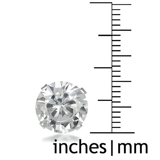 10MM Classic Brilliant Round Cut Cubic Zirconia (CZ) Sterling Silver Solitaire Stud Earrings/Ear Studs for Women Ladies Girls - Birthstone Earrings