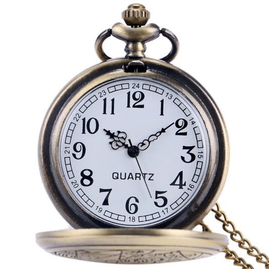 DR WHO Bronze Effect Retro/Vintage Case Full Hunter Mens/Boys Quartz Pocket Watch Necklace - On 32" Inch / 80cm Chain