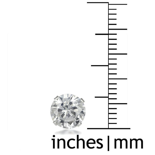 7MM Classic Brilliant Round Cut Cubic Zirconia (CZ) Sterling Silver Solitaire Stud Earrings/Ear Studs for Women Ladies Girls - Birthstone Earrings