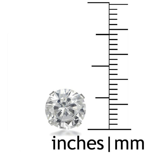 8MM Classic Brilliant Round Cut Cubic Zirconia (CZ) Sterling Silver Solitaire Stud Earrings/Ear Studs for Women Ladies Girls - Birthstone Earrings
