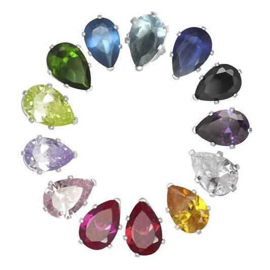10MM Pear/Teardrop Cut CZ Birthstone Stud Earrings/Ear Studs for Women - 925 Sterling Silver - Sapphire Blue