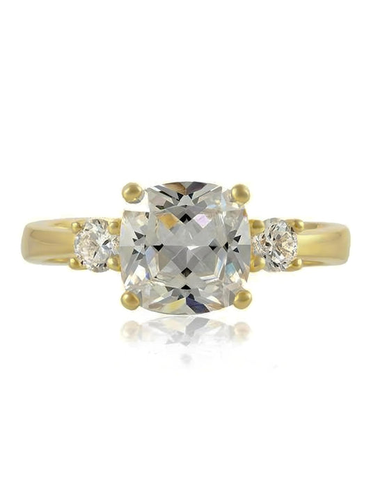 WOMENS Diamond Cubic Zirconia (CZ) Engagement Ring - Replica Duchess Meghan Markle Ring - 925 Sterling Silver With Yellow Gold Plating