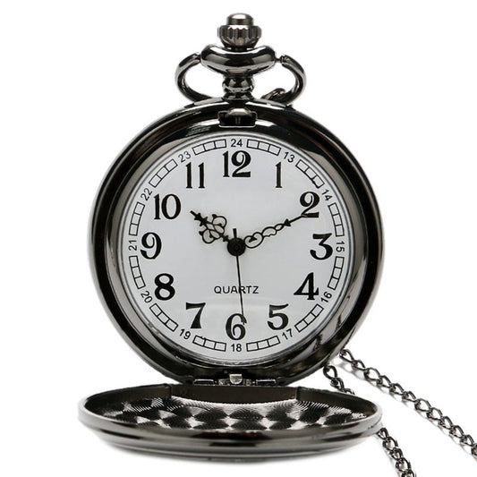 DR WHO Black Effect Retro/Vintage Case Full Hunter Mens/Boys Quartz Pocket Watch Necklace - On 32" Inch/80cm Chain