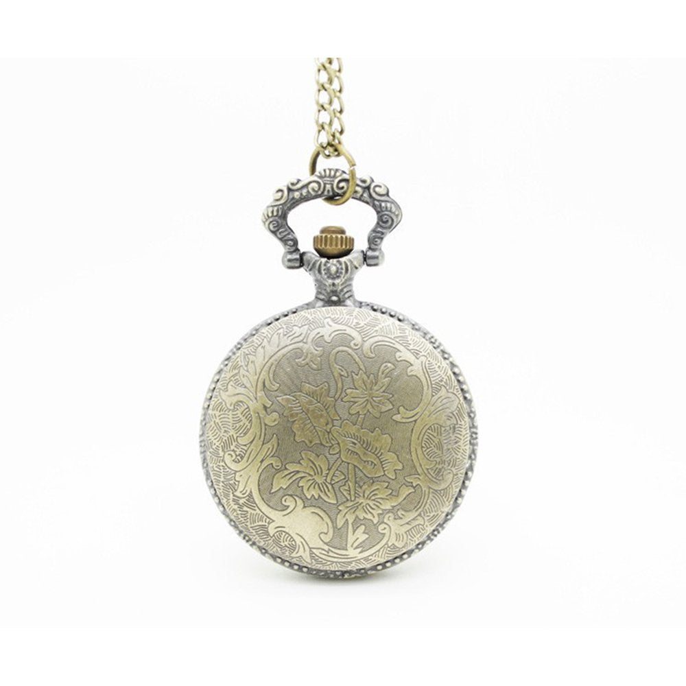 Freemasons Masonic Bronze Effect Retro/Vintage Case Men's Quartz Pocket Watch Necklace - On 32" Inch / 80cm Chain