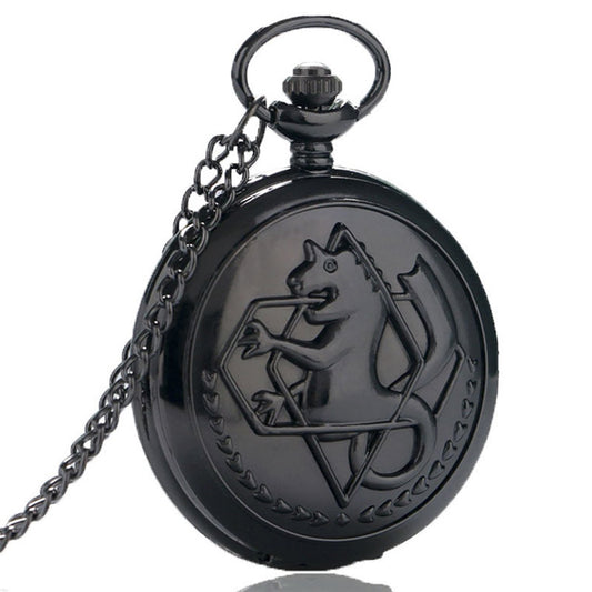 Fullmetal Alchemist Unisex Quartz Pocket Watch Necklace - On 32" Inch / 80cm Chain ##black