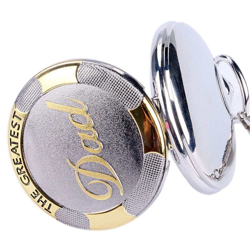 DAD/Father Themed Quartz Pocket Watch - On 32" Inch / 80cm Chain Or 14.5" Inch / 37cm Chai
