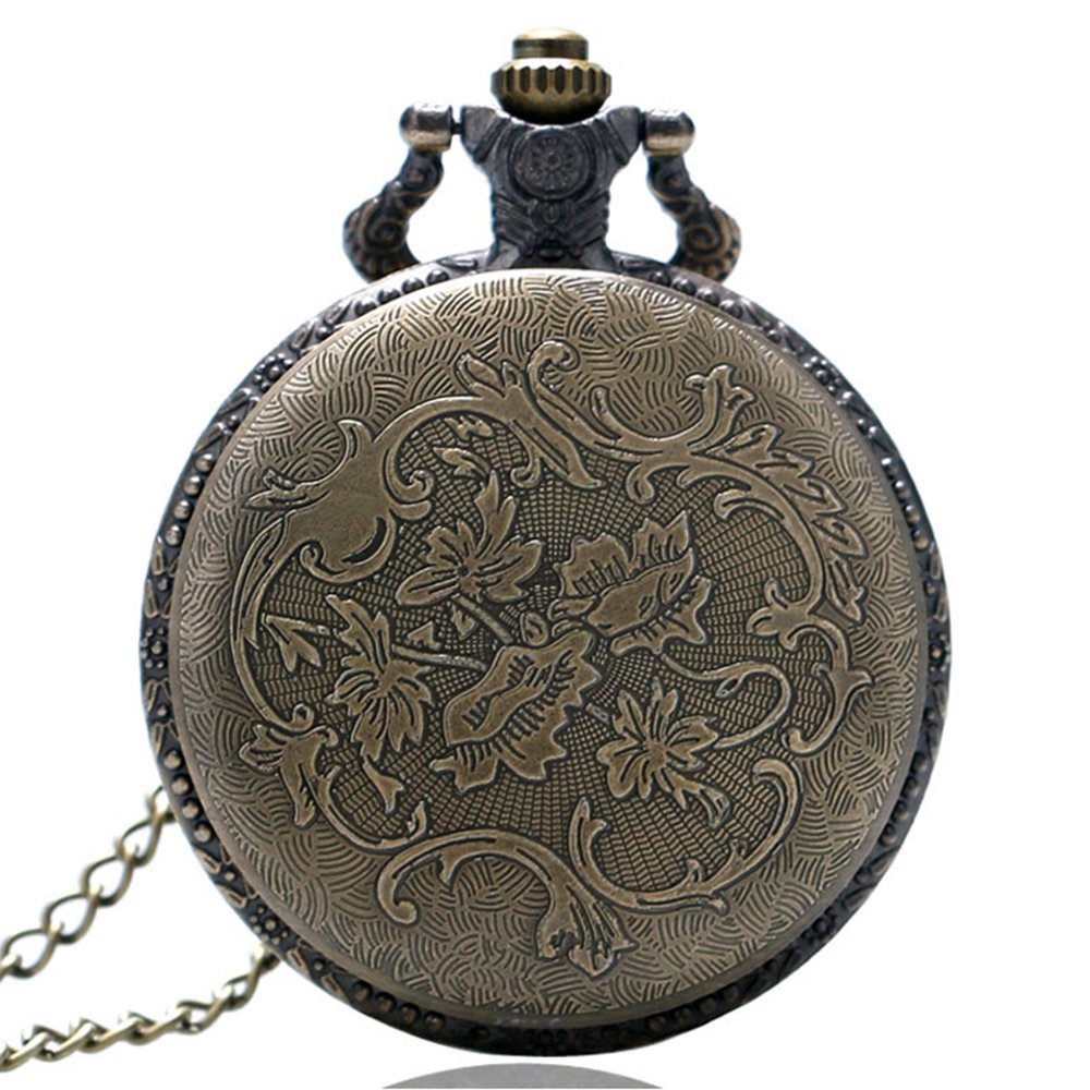 Golf/Golfing/Golfer Theme 3D Bronze Effect Quartz Pocket Watch Necklace - On 32" Inch / 80