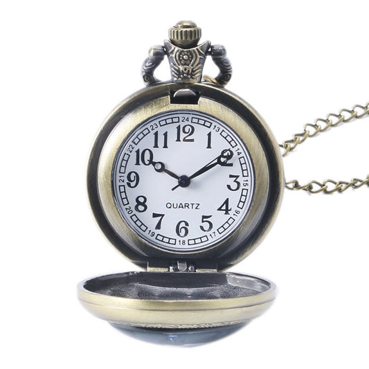 The Legend of Zelda Hyrule Royal Crest Logo Bronze Effect Antiqued/Vintage Case Men's Quartz Pocket Watch Necklace - On 32" Inch / 80cm Chain