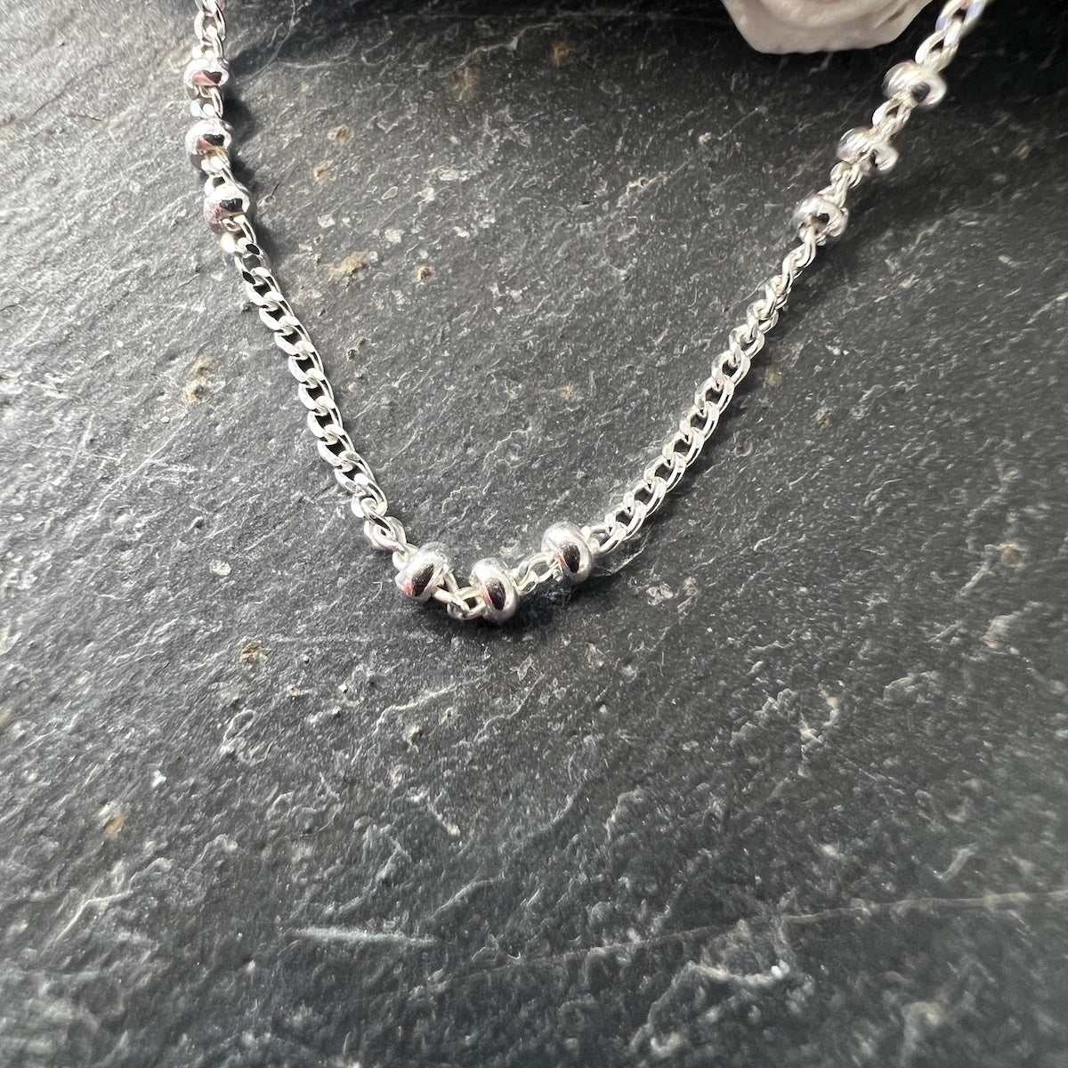 Handmade Bead & Ball Sterling Silver Anklet