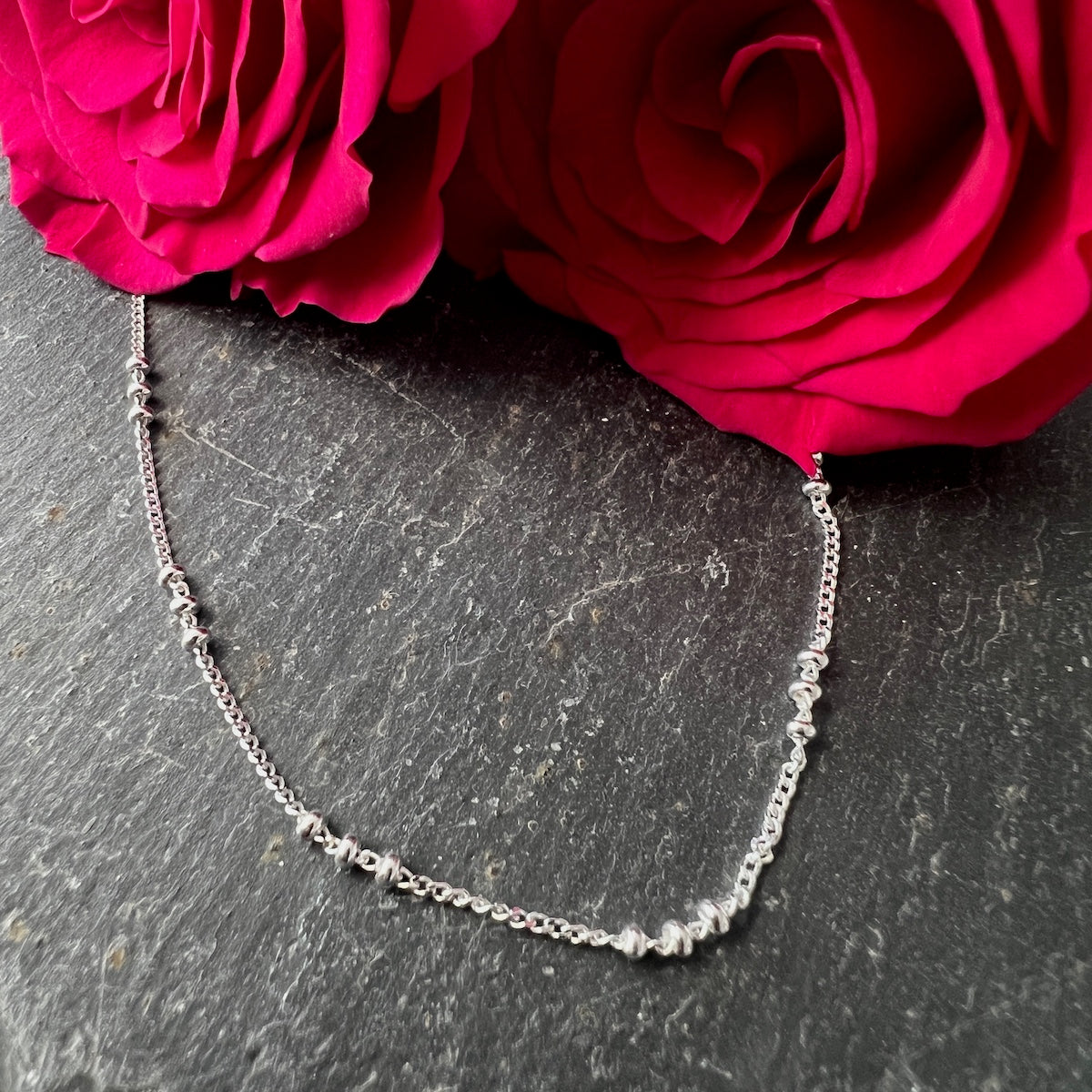 Handmade Bead & Ball Sterling Silver Anklet