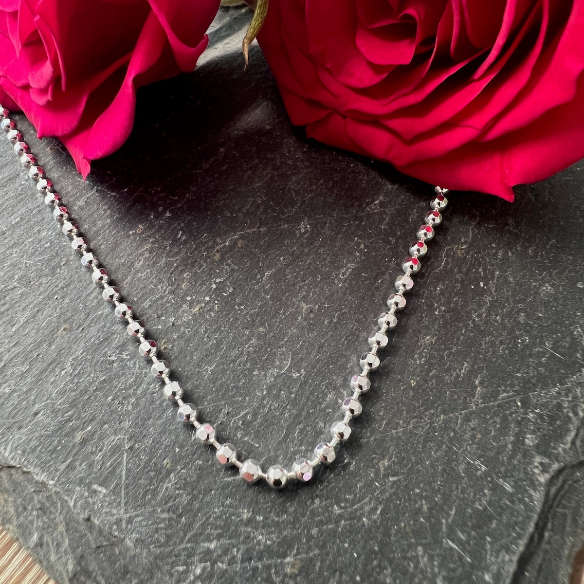 Sparkly Diamond Cut Ball/Popcorn Link Sterling Silver Anklet