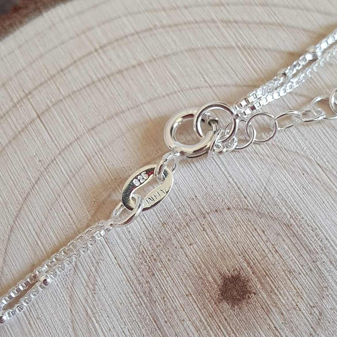 Double Heart Sterling Silver Anklet