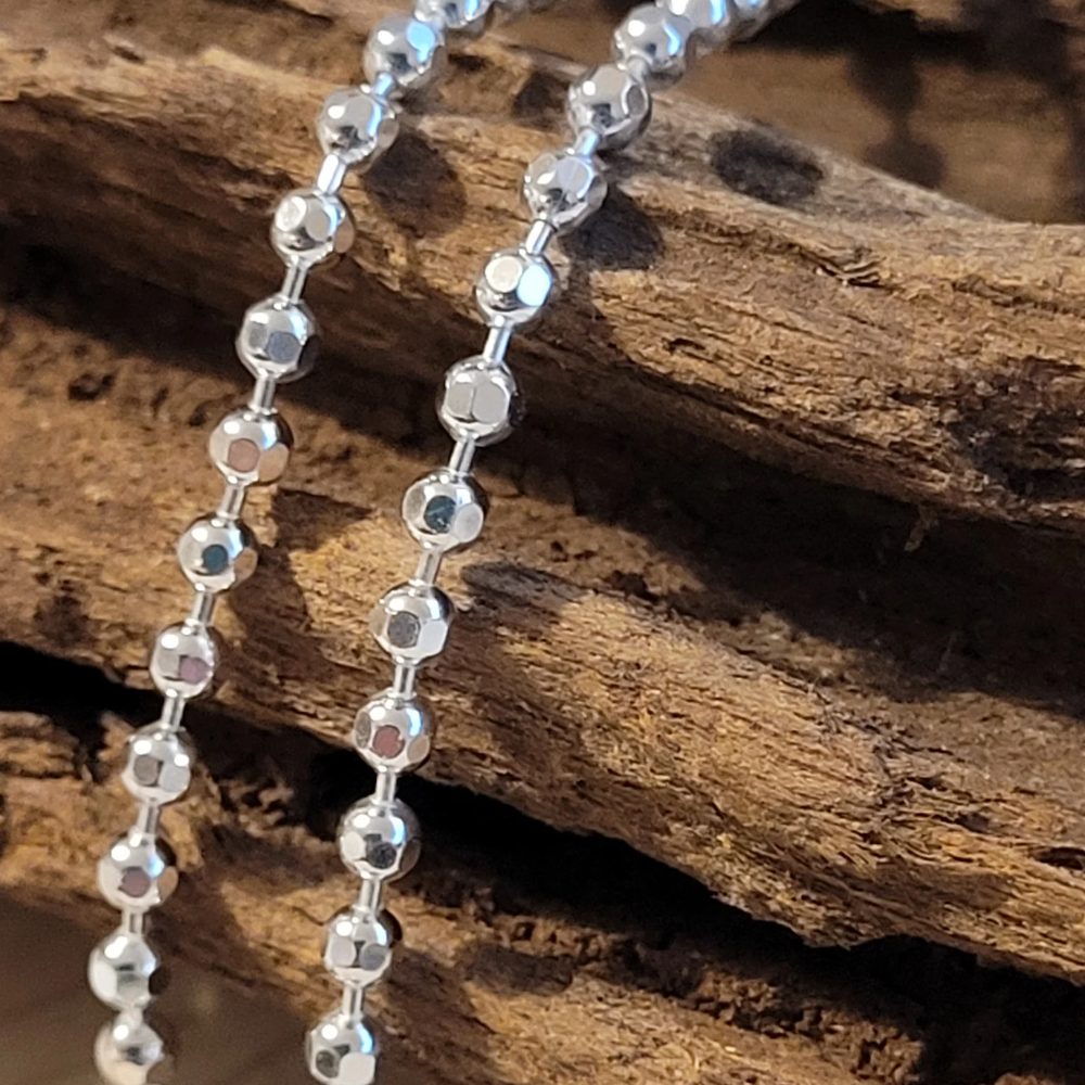 Sparkly Diamond Cut Ball/Popcorn Link Sterling Silver Anklet