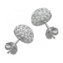 6MM Bling WHITE Half Disco Ball Sterling Silver Stud Earrings - Austrian Crystal Studs
