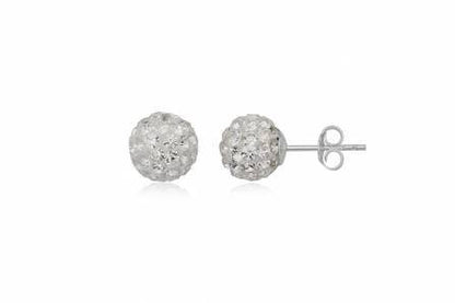 4MM White/Clear Sparkly Austrian Crystal Round Disco/Glitter Ball Sterling Silver Stud Earrings/Ear Studs for Women & Girls - 925 Sterling Silver - Designer Style