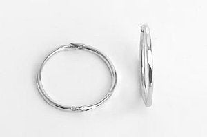 19MM Sterling Silver Square Edged Hoop Earrings - Hinged Hoops - Plain & Simple Faceted Hinged