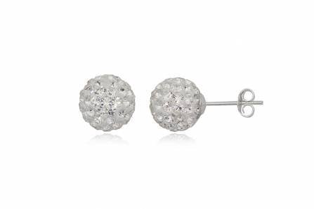 5MM Bling WHITE Disco Ball Bling Style Sterling Silver Stud Earrings - Austrian Crystal Earrings