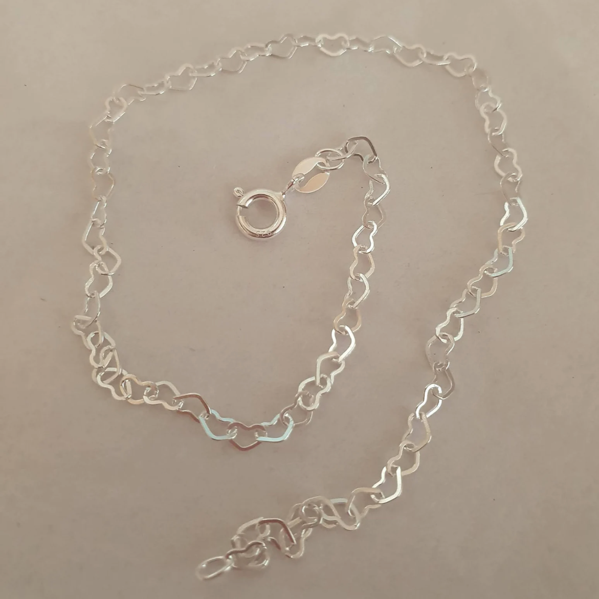 Heart Sterling Silver Anklet