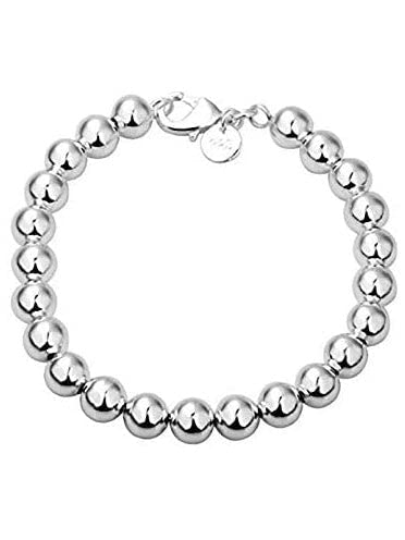 8MM BALL/BEAD Bracelet/Necklace for Women Teenager Girls - 925 Sterling Silver Plated (Hol 