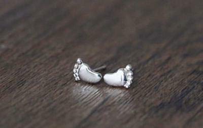 BABY FEET Sterling Silver Stud Earrings/Ear Studs for Women Ladies Girls - 925 Sterling Silver - Ideal Cute Christening/Baby Gift - Childrens Stud Earrings