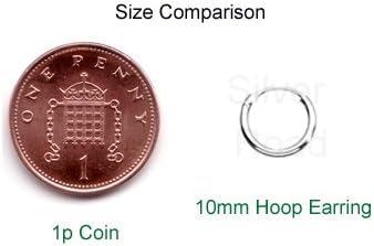 10MM Sterling Silver Huggie Hinged Hoop Earrings for Women Men Unisex - 925 Sterling Silve 