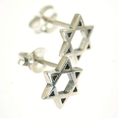 Star of David Sterling Silver Stud Earrings - Great Detailed Star Ear Studs