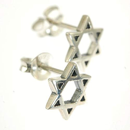 Star of David Sterling Silver Stud Earrings - Great Detailed Star Ear Studs