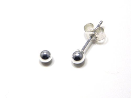 Earring Silver Stud Plain Ball 4mm