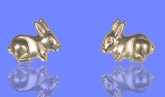 Cute Bunny RABBIT Stud Earrings/Pair of Ear Studs for Girls Child Children - 925 Sterling Silver - Earrings for Children