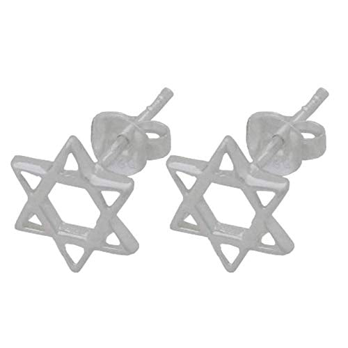 Star of David Sterling Silver Stud Earrings - Great Detailed Star Ear Studs