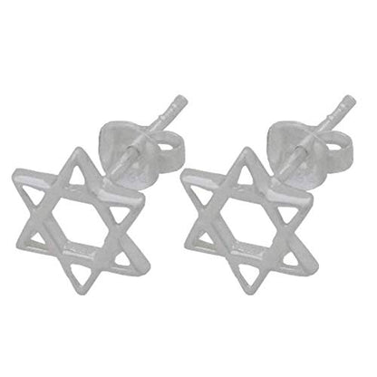 Star of David Sterling Silver Stud Earrings - Great Detailed Star Ear Studs