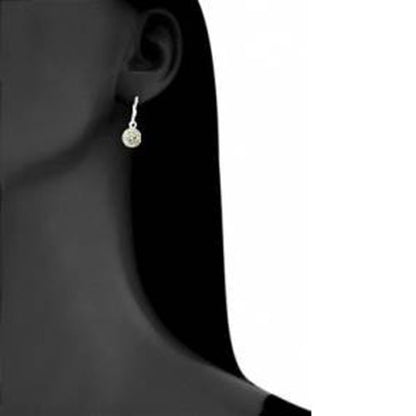 8MM Disco Ball Sterling Silver Dangly Drop Hook Earrings 