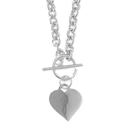 7.5 Inch Heart Charm Tag Sterling Silver Bracelet with Toggle Clasp for Women/Teenager/Girls - Chunky Belcher Link Bracelet with Heart Tag - 7.5" Inch/19cm - Engravable