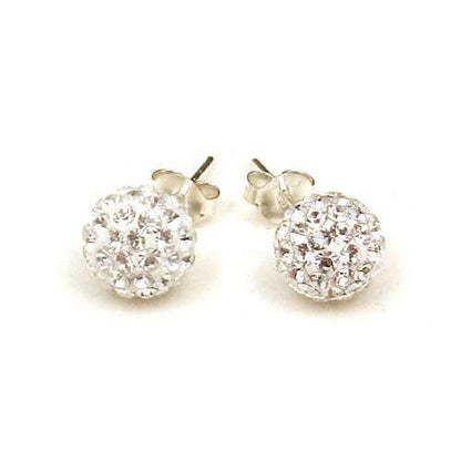 5MM Bling WHITE Disco Ball Shamballa Style Sterling Silver Stud Earrings - Austrian Crystal Earrings