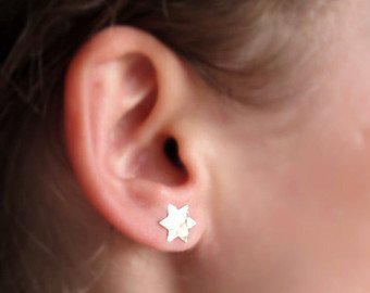 Star of David Sterling Silver Stud Earrings - Great Detailed Star Ear Studs