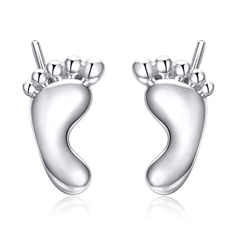 BABY FEET Sterling Silver Stud Earrings/Ear Studs for Women Ladies Girls - 925 Sterling Silver - Ideal Cute Christening/Baby Gift - Childrens Stud Earrings