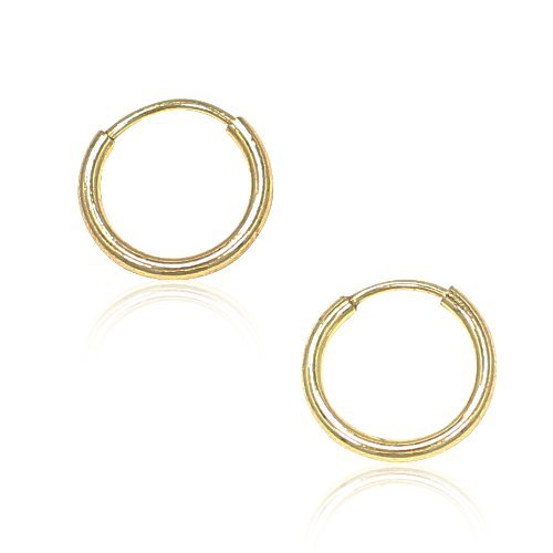 15MM Gold Hoop Earrings - 9ct Yellow Gold Sleeper Hoop Earrings Small Hoops