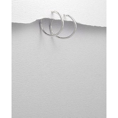 14MM Plain Top-Hinged Sterling Silver Sleeper Endless Hoop Earrings for Women/Teenage/Girls - 925 Sterling Silver - Simple Small Sleeper Hoops - UNISEX