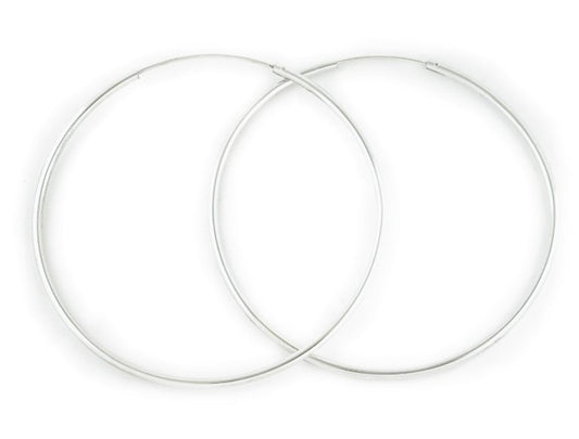 Sterling Silver Continuous Endless Hoop Earrings - 2MM Thickness - 70mm, 80mm, 90mm, 100mm, 110mm & 120mm Diameter Available