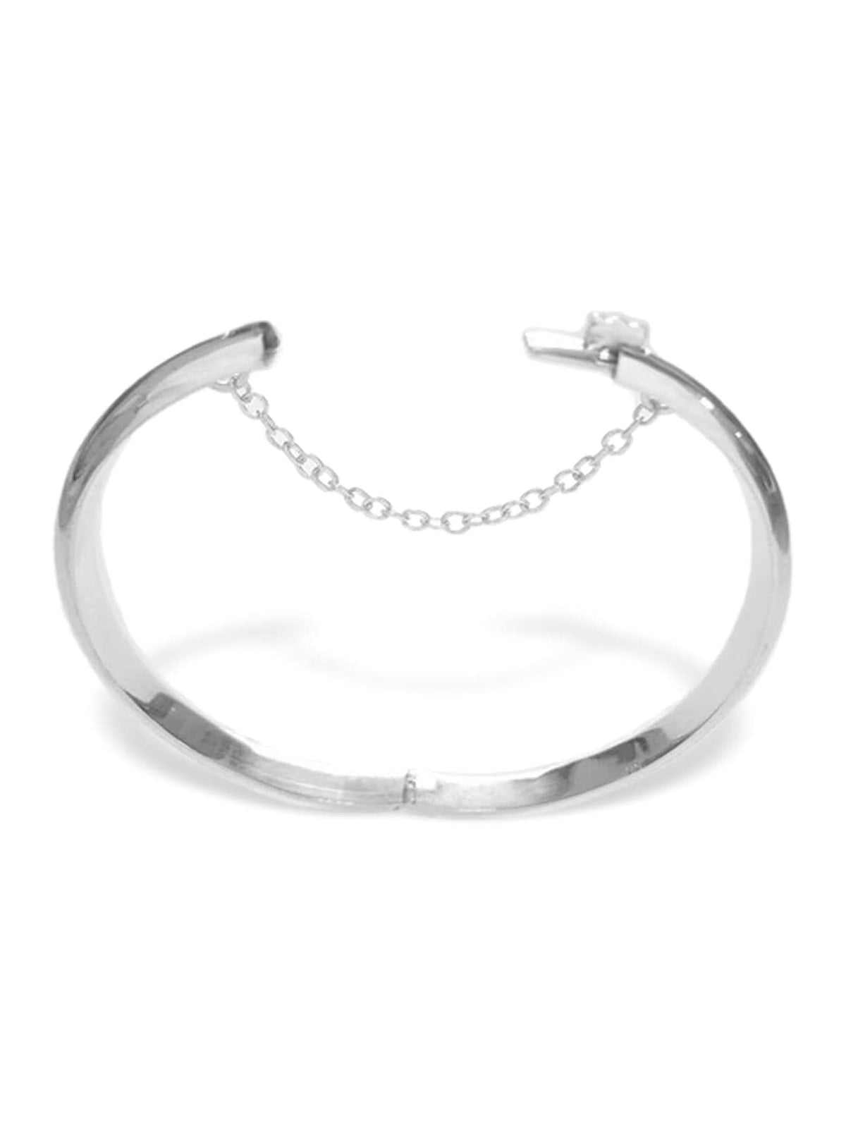 Diamond Cut Engraved/Etched Pattern Hinged Bangle Bracelet With Safety Chain for Baby/Chil 