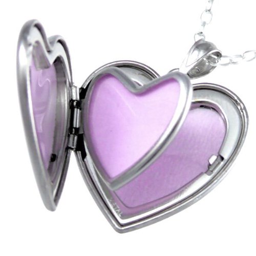 24MM Wide Two Tone (Half Satin & Half Polished) Diamond Set Family Heart Locket - 925 Sterling Silver - Engravable