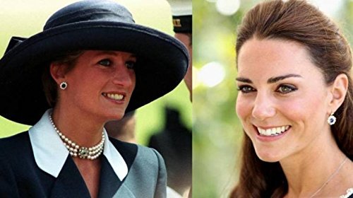 13MM Sapphire/White Cubic Zirconia (CZ) Oval Cluster Stud Earrings/Ear Studs for Women/Teenage/Girls - 925 Sterling Silver - Kate Middleton Style - 11mm W X 13mm H - Weight: 3.7 Grams