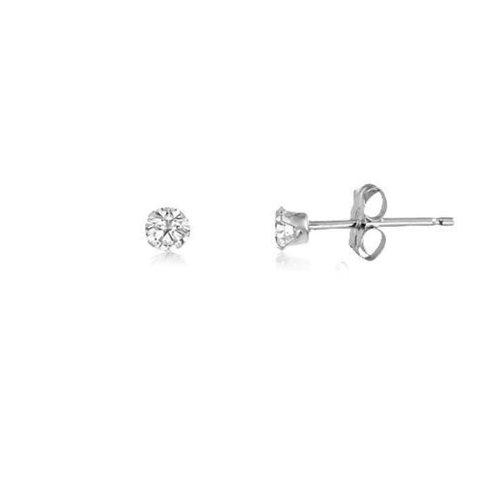 DIAMOND WHITE/CLEAR Classic Brilliant Round Cut Cubic Zirconia (CZ) Sterling Silver Births ##2-0mm